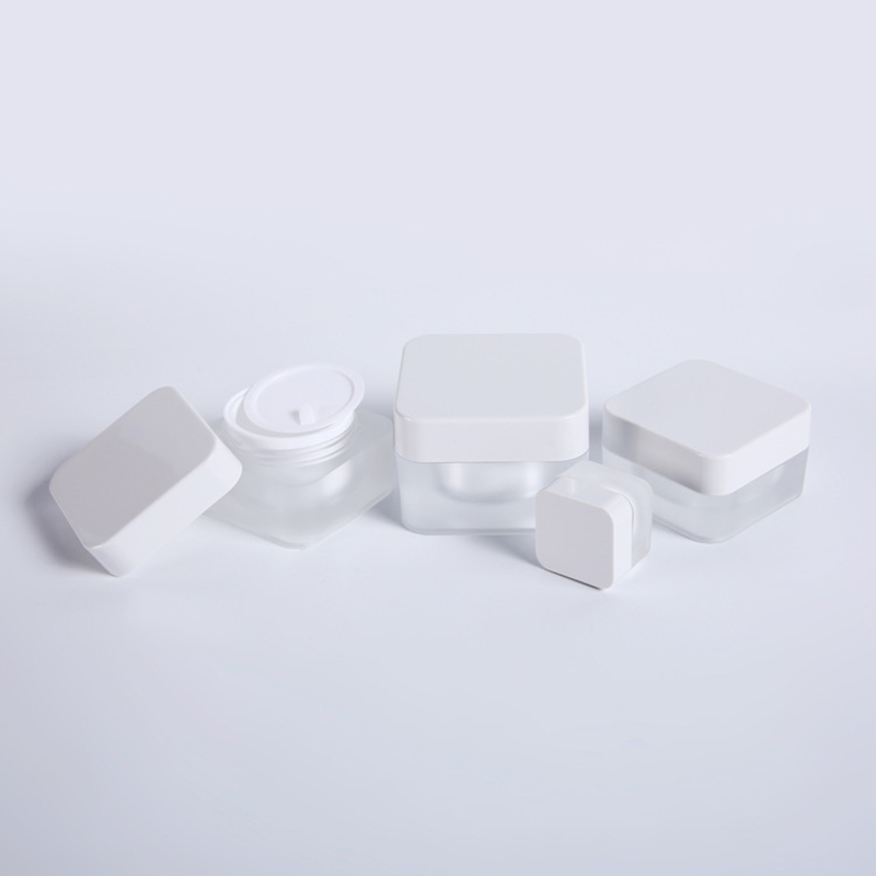 square frosted matte cream jar